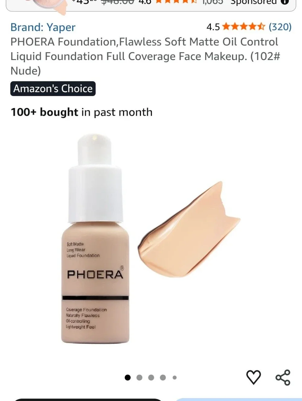 Liquid Foundation - Nude Beige - Soft Matte Full Coverage Nude#102
